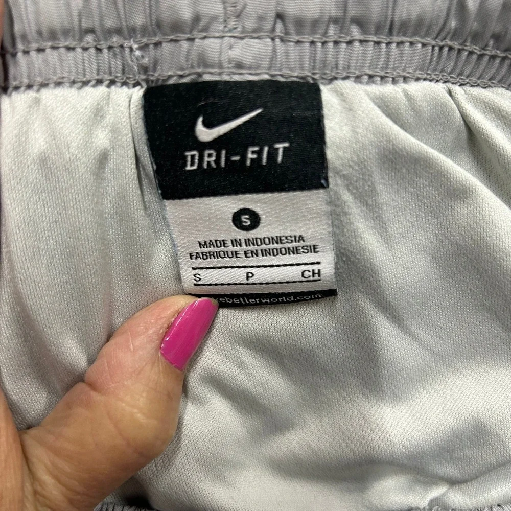 Nike Shorts Womens Size S Gray Dri-Fit Running Athletic Neon Yellow Trim Casual